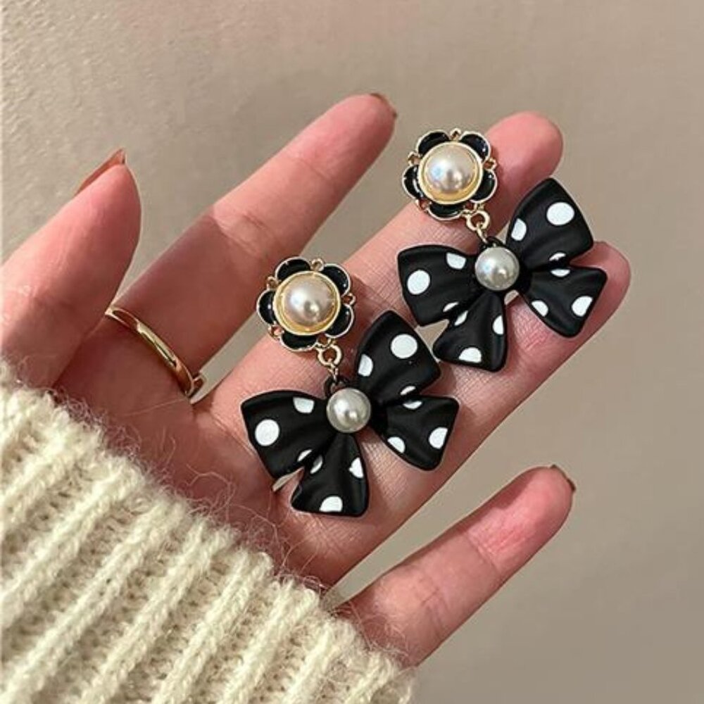 Exquisite Bowknot Earrings | Resin & 925 Sterling Silver | Dainty Cute Gift for